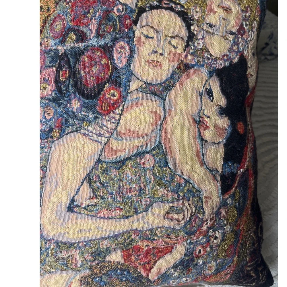 Metrax-Craye Gustav Klimt The Virgin Tapestry Pillow Metallic Gold 17x17 Belgium